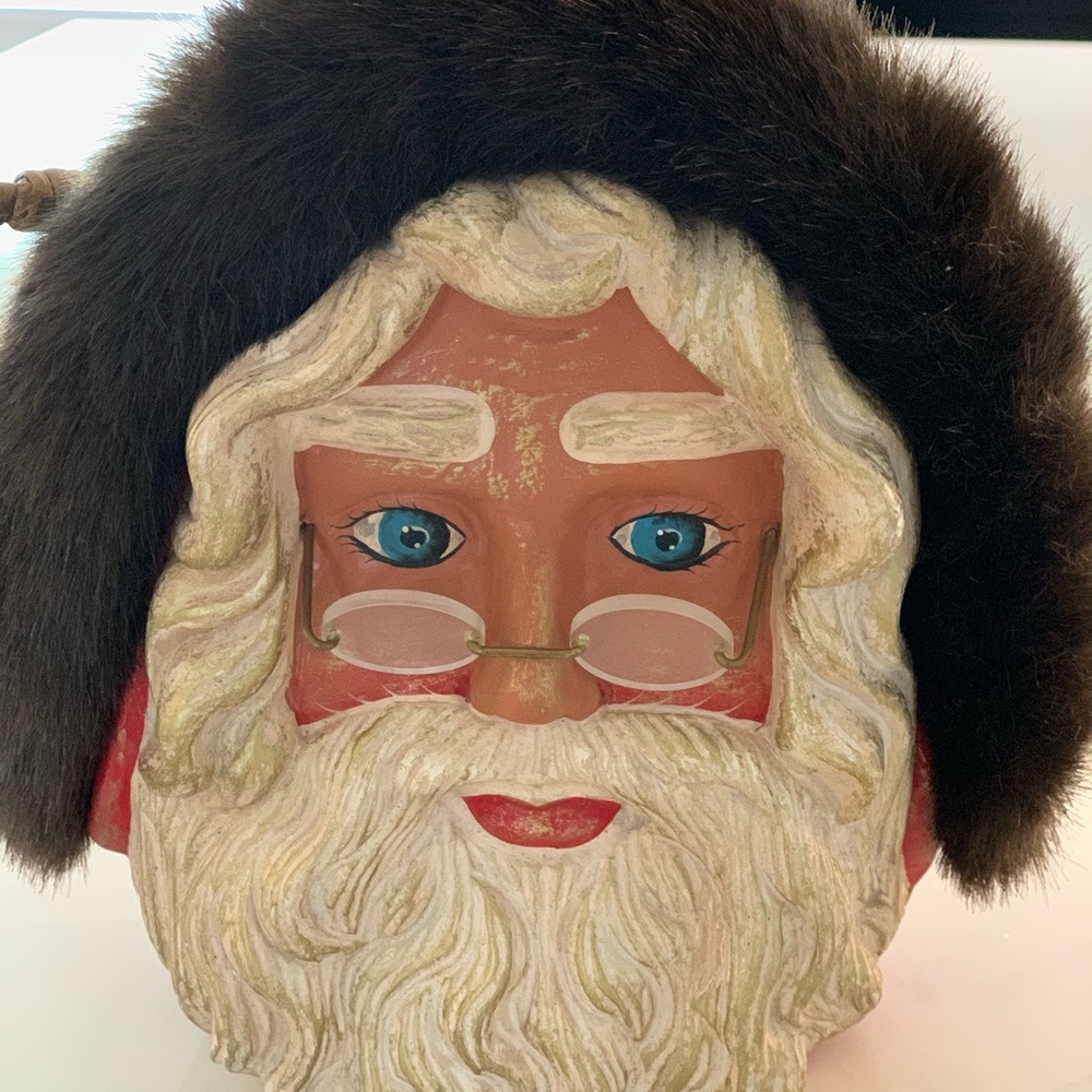 Timmy woods wooden Santa handbag purse with fur